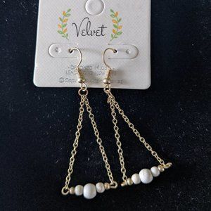 White and Gold Earrings